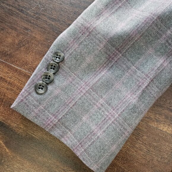 NWT Daniel Hechter Lightweight Gray/Purple Plaid Wool Sport Coat - Men's 44R - Picture 7 of 16